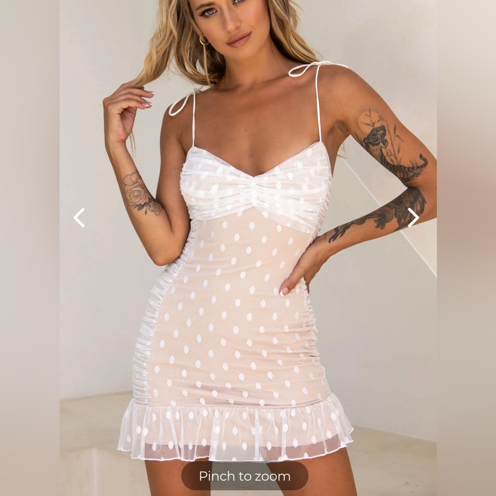 Ruched Polka Dot Mini Dress